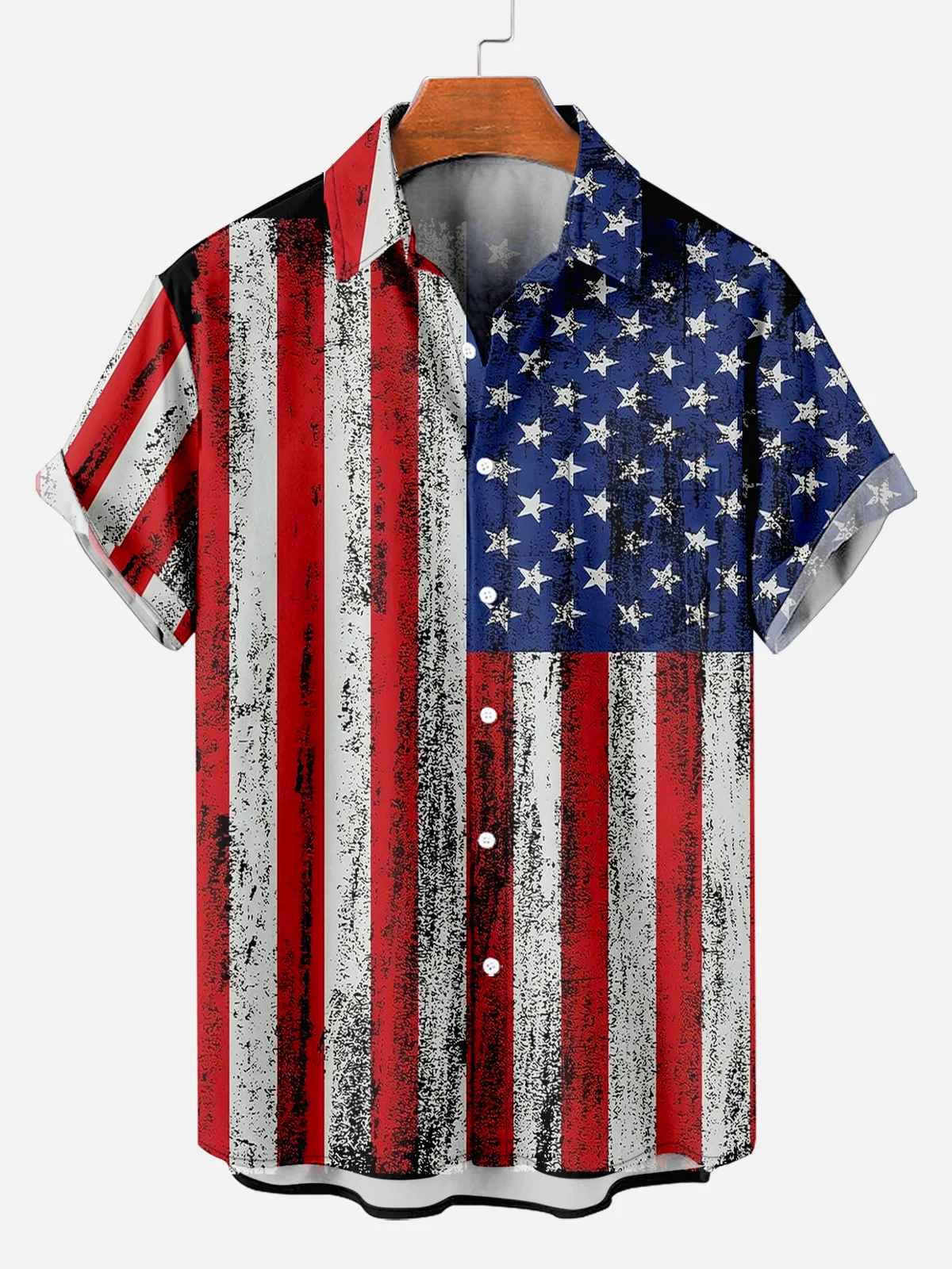 Men's Independence Day Flag Celebration Graphic shirts 3D Print Turndown Collar Shirt Short Sleeve Shirt Summer Shirts For Boy