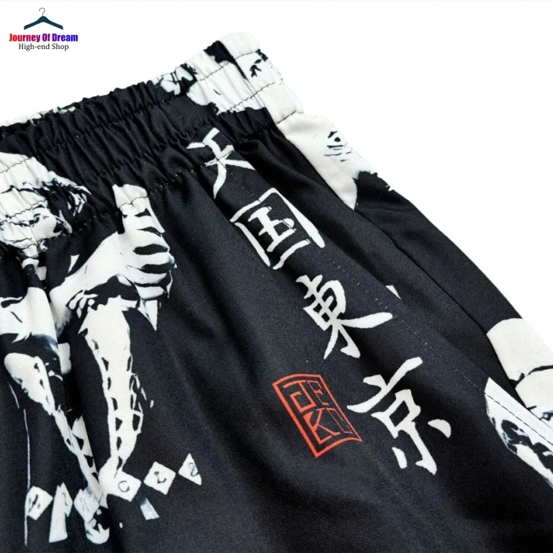 High Quality Mens Womens Black White Summer Beach Casual WACKO MARIA Heavenly Tokyo Full Print Casual Hawaii Shorts