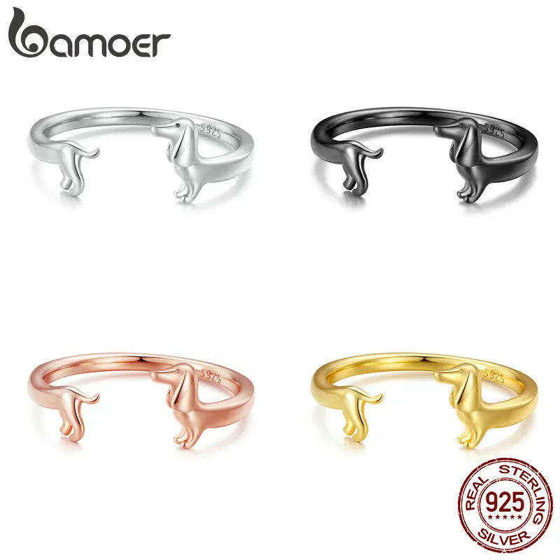 

Кольцо женское, регулируемое, серебристое, в виде таксы