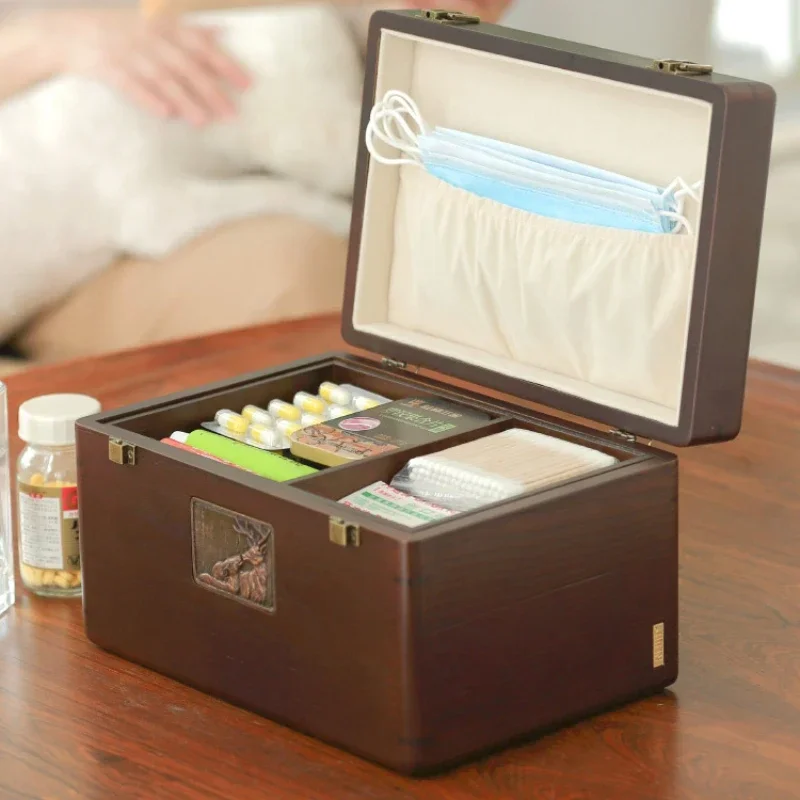 High-Capacity Medicine Organizer Double-Layer Pill Box Secure Storage Case Portable Mask Holder Home Health Kit