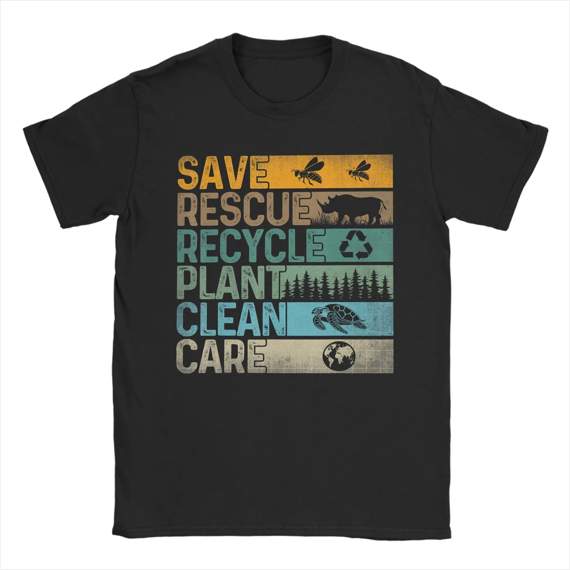 Save Bees Rescue Animals Recycle Plastic Earth Day T-Shirt Harajuku T-Shirts Short Sleeves Tops Summer O Neck Oversized Clothes