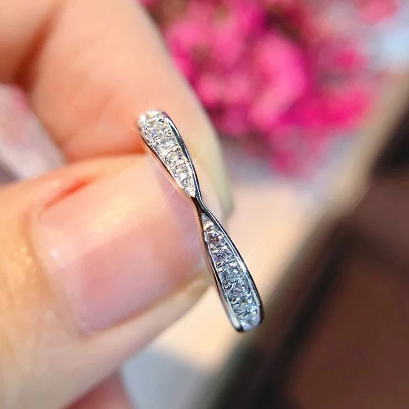 Moissanite Twist Arm Double End Open Ring, Gold Plated Gift