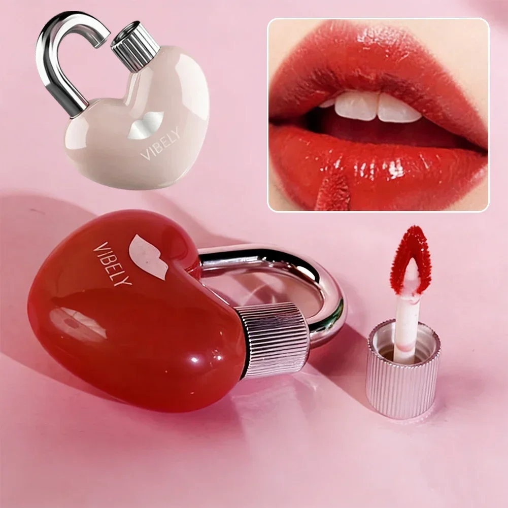 Vibrant Color Water Gloss Lip Gloss Lockheart Sweet Hydrating Mirror Pendant Lipstick Non Long Lasting Makeup