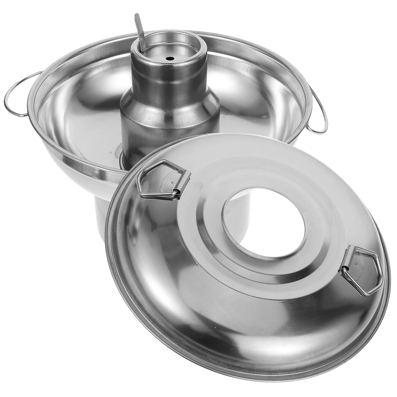 

Stainless Steel Double Handle Hot Pot Durable Household Cooking Tool Alcohol Stove Portable Outdoor Indoor Cookware