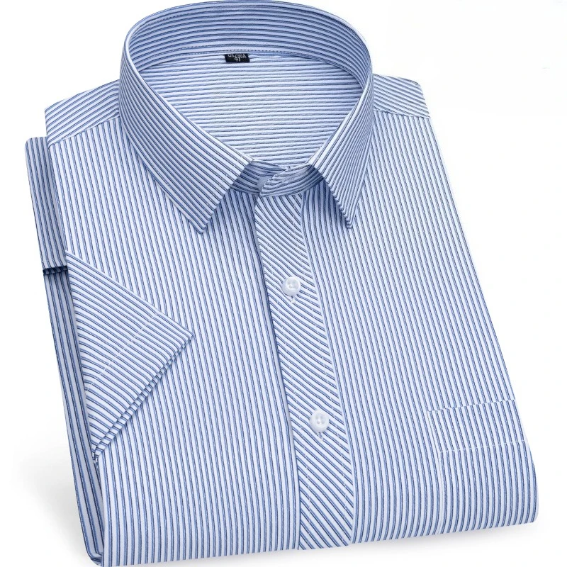Summer thin men's business social short-sleeved shirt professional formal striped casual non-ironing breathable shirt slim fit