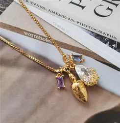 Brass With 18K AAA Zircon Rhinestoned Mask Pendant Necklaces Women Jewelry Punk Hiphop Designer Runway OL Gown Boho Top Japan