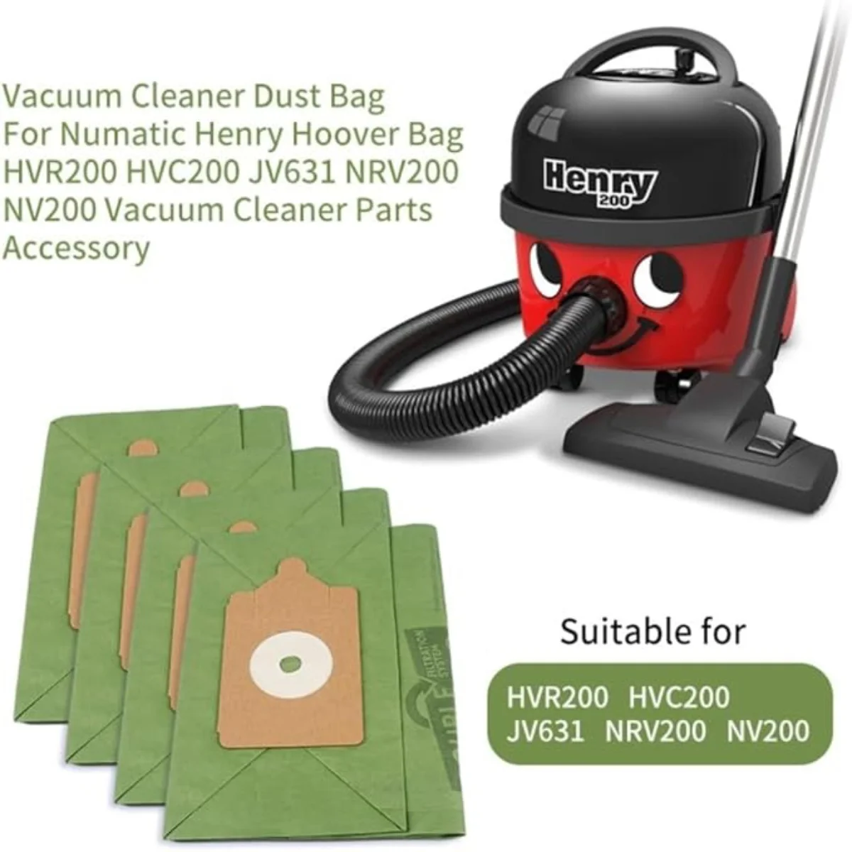أكياس غبار المكنسة الكهربائية لـ Numatic Henry، James، Hetty، Basil، Commercial، HVR200، HVC200، JVR225، NV200، 225، NRV200، NB200