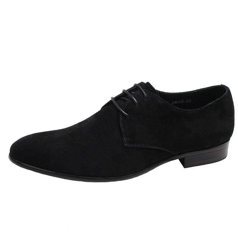 Luxury Suede Men Genuine Cow Leather oxford Shoes Pointed Toe Black Blue Formal Dress Mens Wedding Lace Up Office Shoes For Men