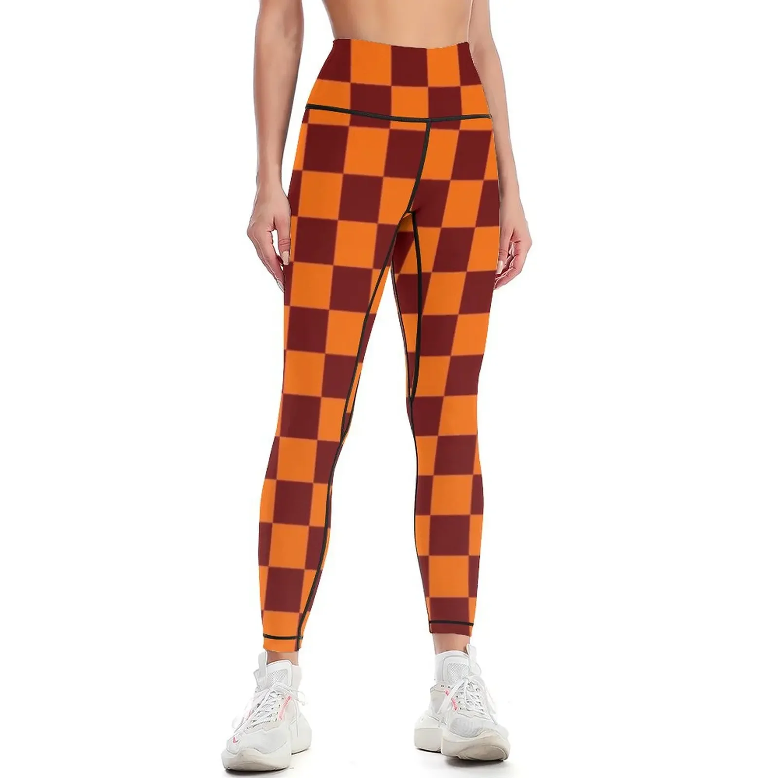 

Orange Maroon Checkers Leggings legging gym push up tights for sportswear gym legging push up Womens Leggings