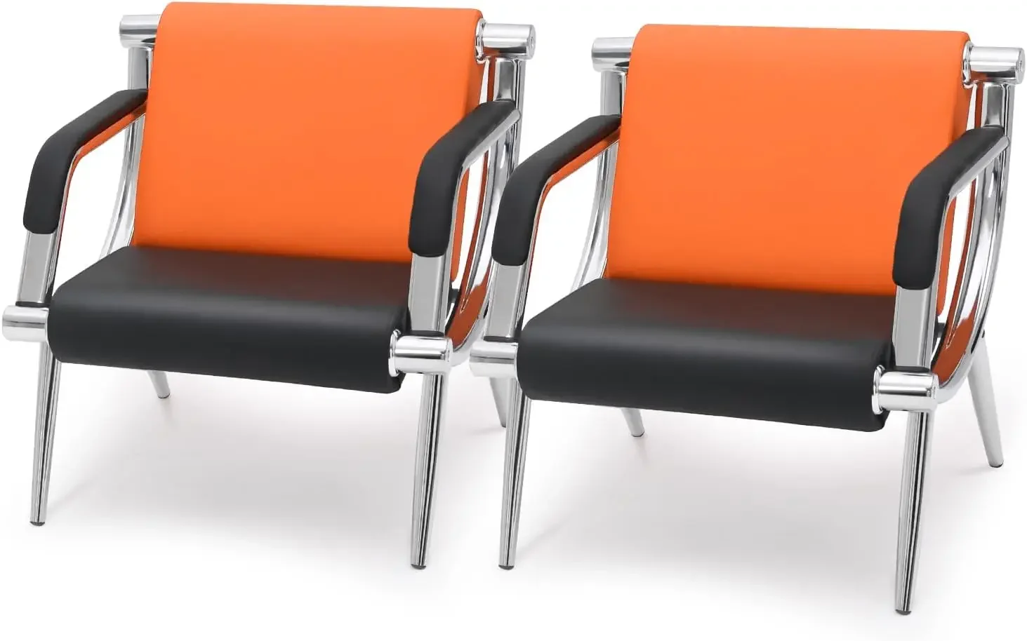 Lobby Conference Reception Chairs, Office Guest Seating for Clinic,Airport,Hospital,Barber,Salon,Bank(Orange&Black, 2)