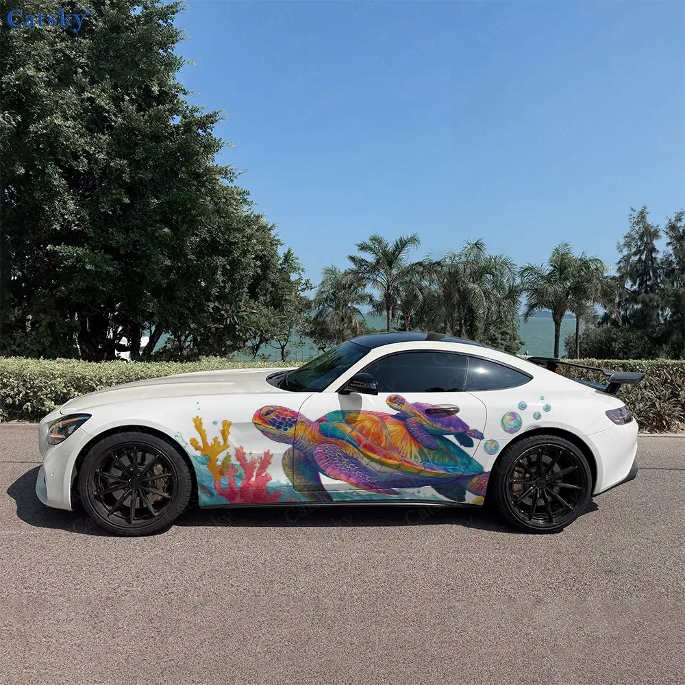 2pcs Sea Turtle Mother And Baby, Durable, Fade-resistant, Enhance Vehicle Aesthetics With Bold Artistic Design Car Vinyl Wraps