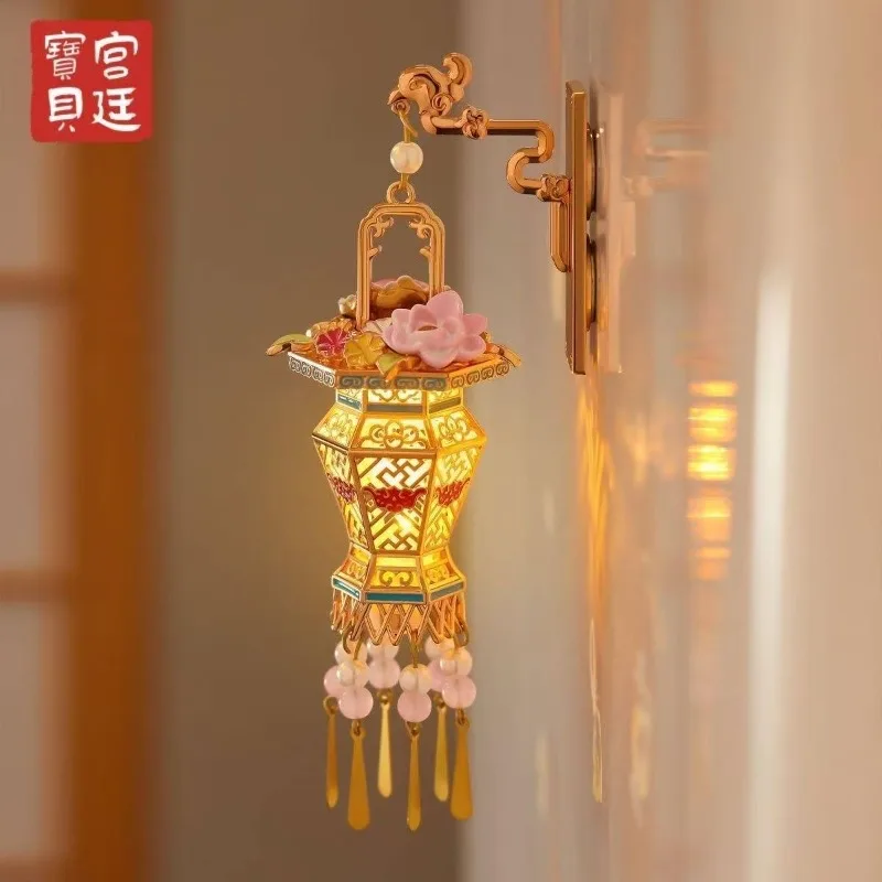 Decorative Ornate Illuminated Palace Lantern Hollow Out Building Motif Fridge Magnet Imperial Style Collectible Souvenir Gift