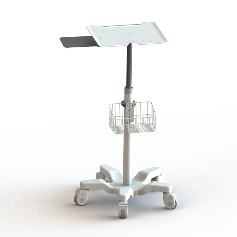 Multi-functional Metal Hospital Laptop Cart with A Capacity of 15 Inches, 5 Casters, 1 Drawer, Modern , No Lock
