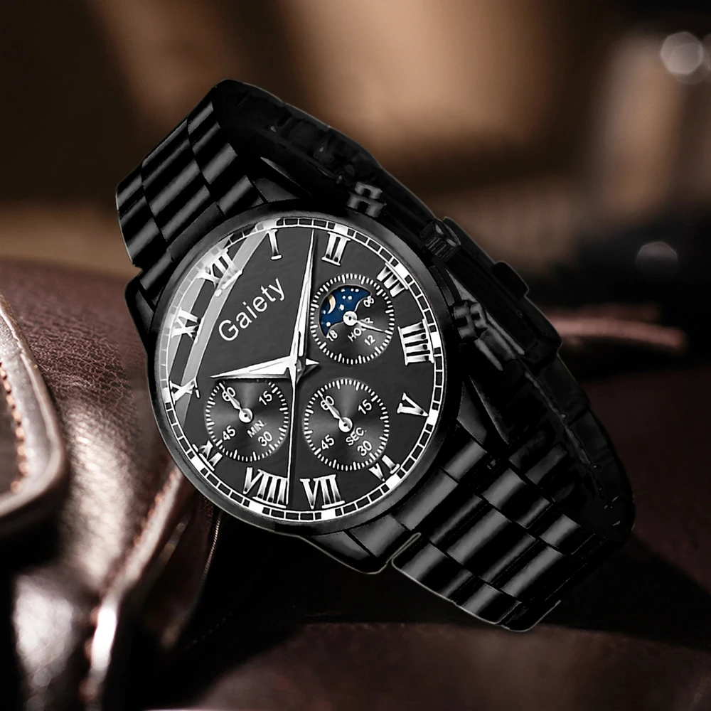 طقم ساعات رجالية مكون من 4 قطع، ساعة كوارتز بمقياس رقمي روماني، مناسبة للملابس اليومية، هدية مثالية #3