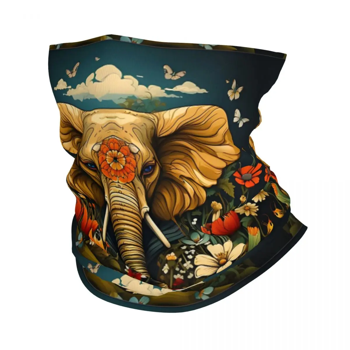 Colorful Wildlife Elephant Headband Neck Warmer Men Ski Running Tube Scarf Medical Nurse Face Bandana Gaiter