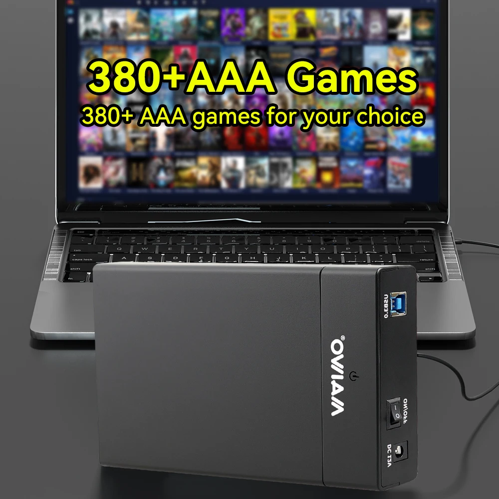 Playnite System Portable External12T Game HDD with 388 AAA Games Game Console for Windows 8.1/10/11 for PS4/PS3/PS2/WII/PS1/MAME