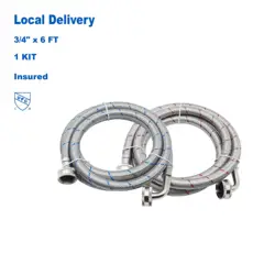 KING SMART 6 FT 90 Degree Elbow Washing Machine Hose; Premium SS Braided; Burst Proof For Hot and Cold Water Supply Lines; 81023