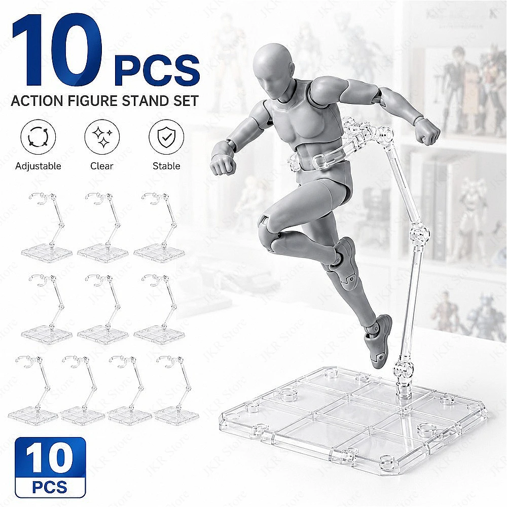 Suporte de Acrílico Transparente para Bonecos e Figuras de Ação - Base de Exibição para Montagem, Suporte de Mesa para Brinquedos e Modelos, Acessório para Coleção