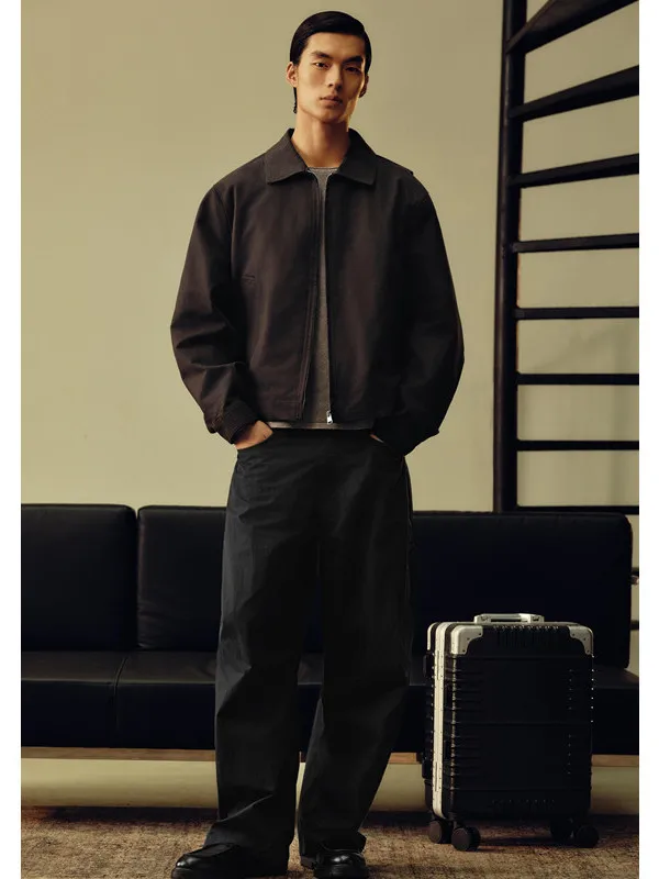 

Casual ort Zipper Jaet Men's Faion Autumn New Arrival 437323 Stand Fit Cotton Polyester Blend Long Sve Pure Color