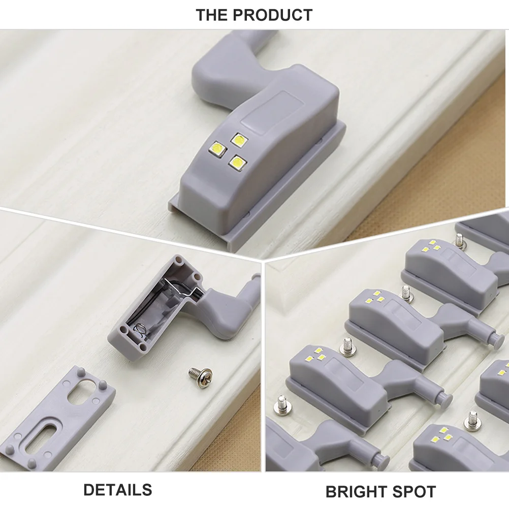 4pcs Led Hinge Lights For Cabinet Cupboard Wardrobe Bright Abs Easy Lighting Home Kitchen Closet Night