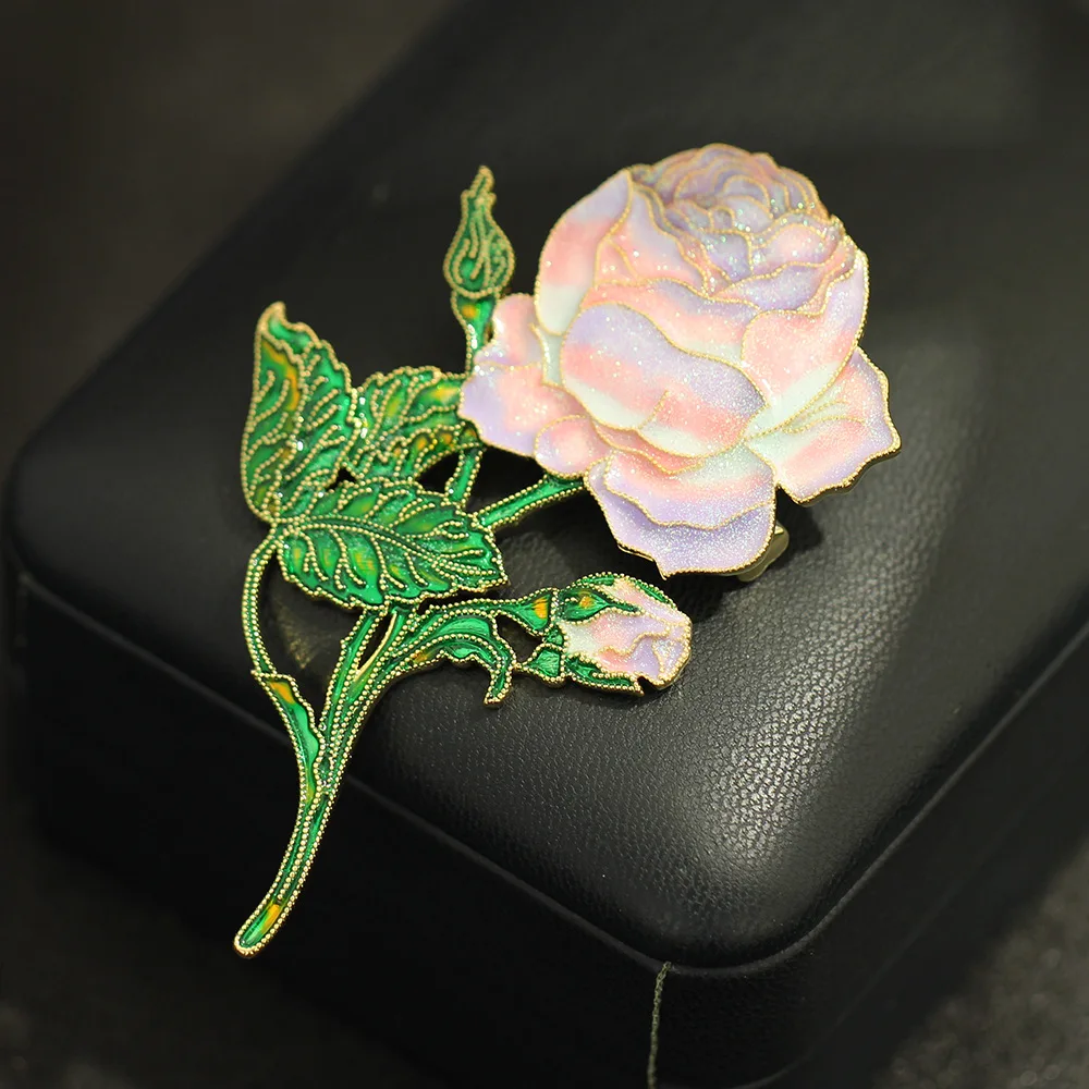 الفرنسية الرجعية أنيقة بالتنقيط النفط البتلة الفاوانيا زهرة بروش شخصية مبالغ فيها والاكسسوارات الراقية دبابيس للنساء والرجال