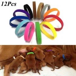 12 Pcs/Set Newborn Pet Collar Puppy Identify Collar Adjustable Nylon Small Pet Dog Collar Kitten Necklace Whelping Puppy Collars