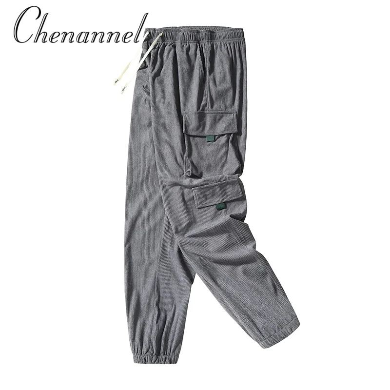 

Легкие брюки-карго, мужские рабочие вельветовые брюки с эластичной резинкой на талии, свободные повседневные деловые повседневные брюки