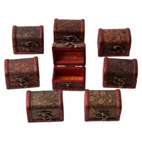 1Pcs Hot Wooden Vintage Treasure Chest Wood Jewellery Storage Box Case Organiser Ring