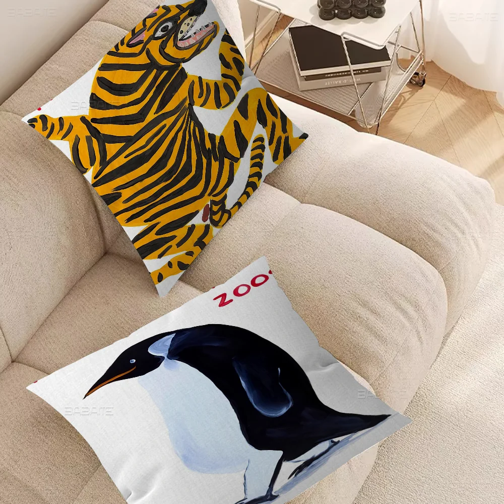 David Shrigley Tiger Penguin Whale Shell Cat Pillow Gifts Home Office Furnishings Bedroom Sofa Car Cushion Cover Case 45x45cm