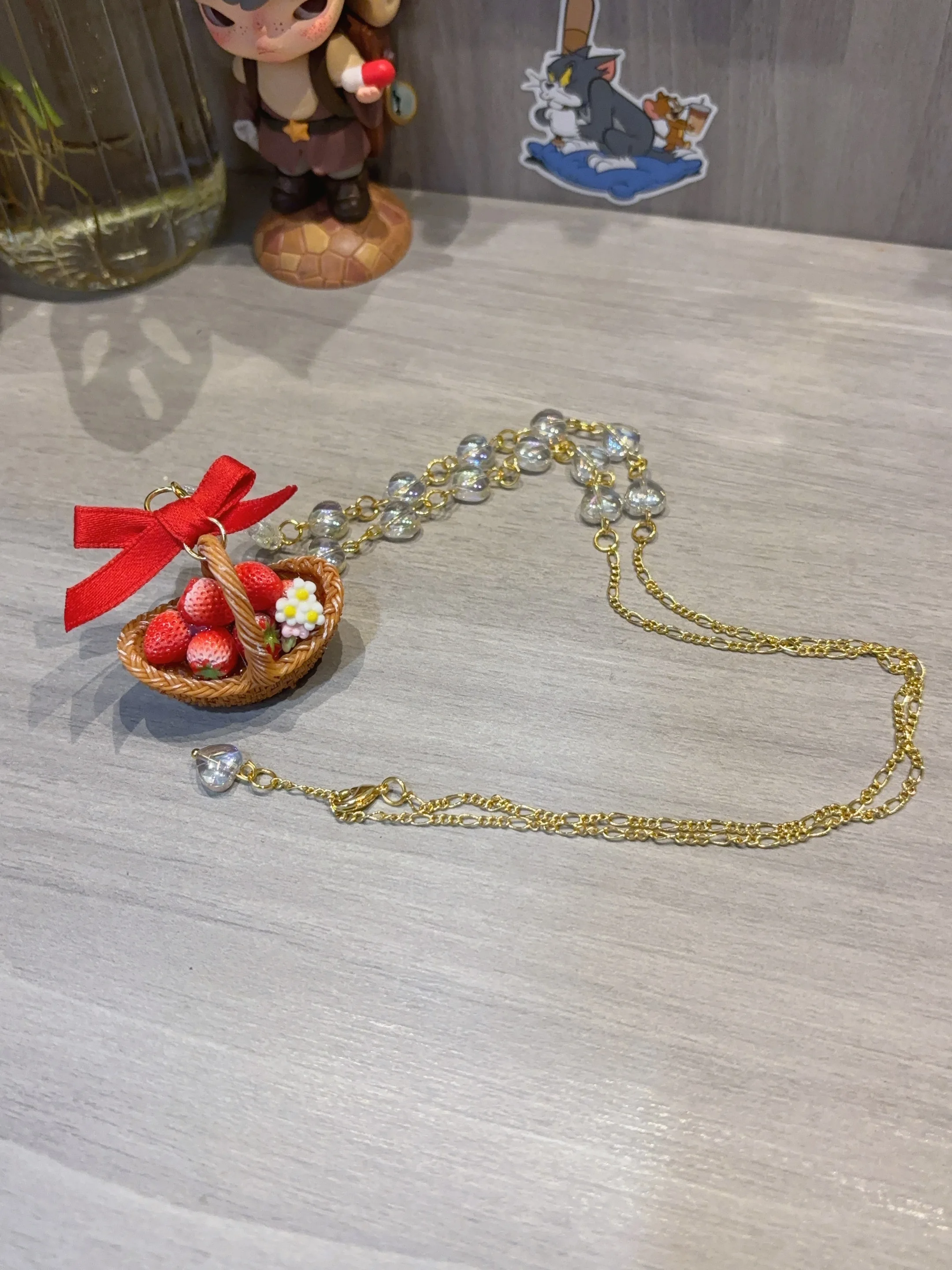 Handmade Elegant Strawberry Basket Necklace Versatile Cute Style Lolita Accessory Perfect for Any Occasion