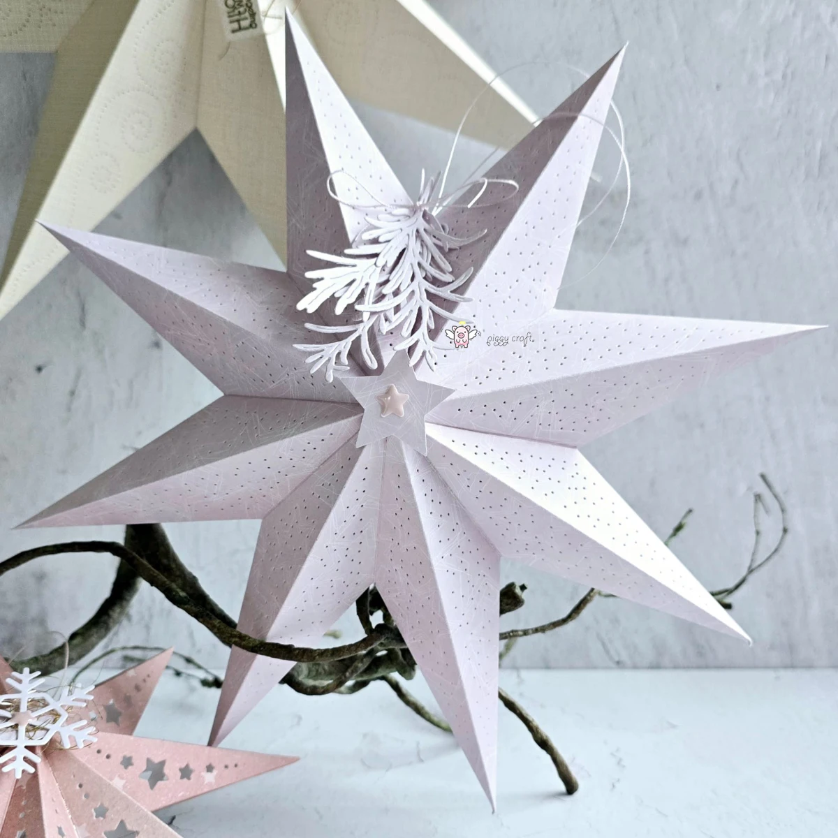 Piggy Craft metal cutting dies cut die mold Christmas 3D dot stars Scrapbook paper craft knife mould blade punch stencils dies