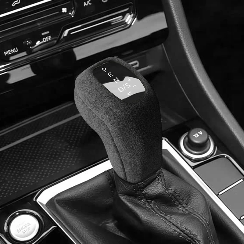 

For Volkswagen Sagitar Passat T-Cross Car Gear Shift Knob Change Lever Boot Cover Made of Alcantara Interior Tuning Accessories