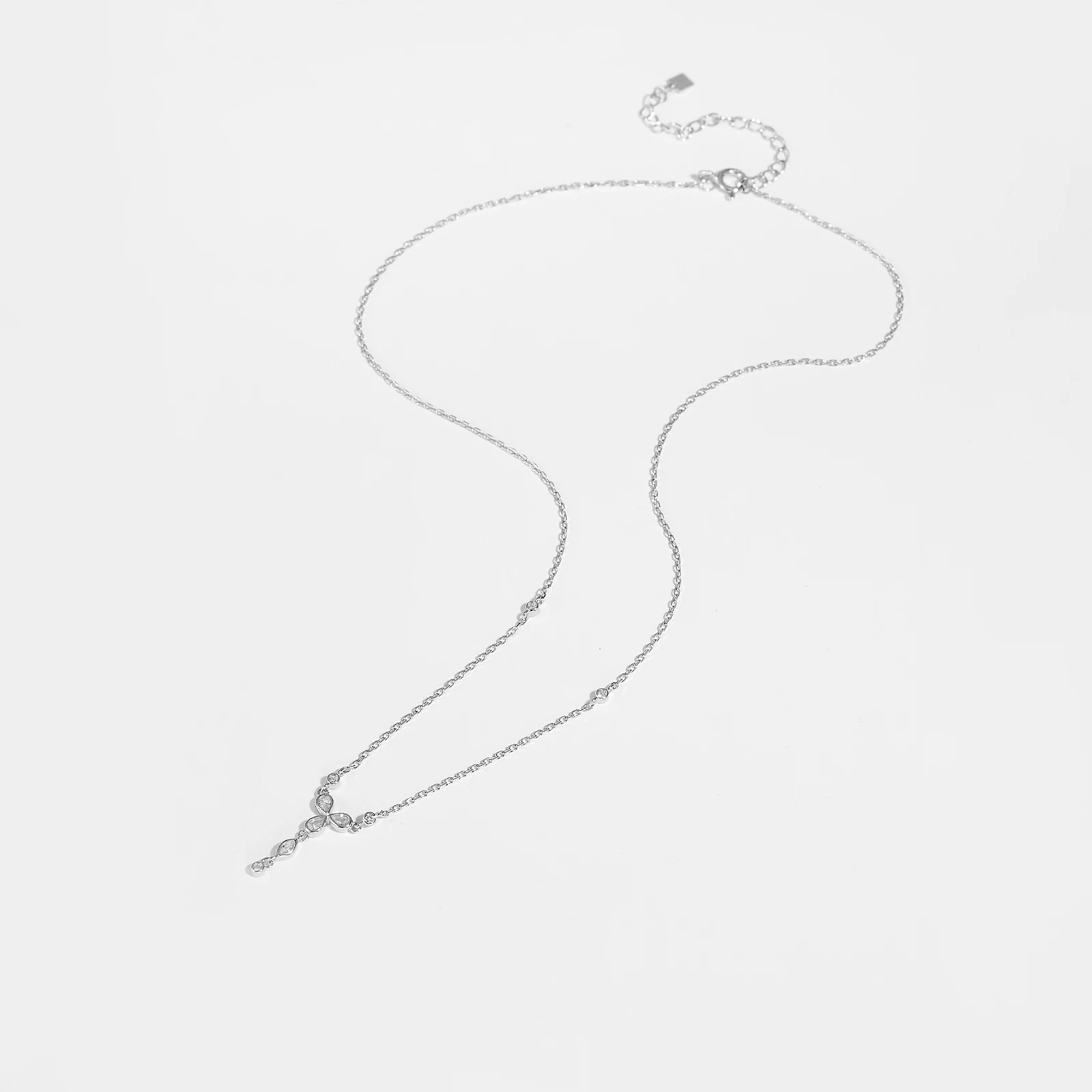 ANDYWEN 925 Sterling Silver Gold Cross Flower PARADIS NECKLACE Pendant Long Chain Necklace Fine Jewelry 2022 Crystal Jewels
