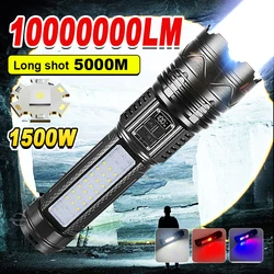 1000000LM Ultra Powerful LED Flashlight 1500W High Power Rechargeable Tactical Torch Emergency Camping Hand Lantern Spotlights