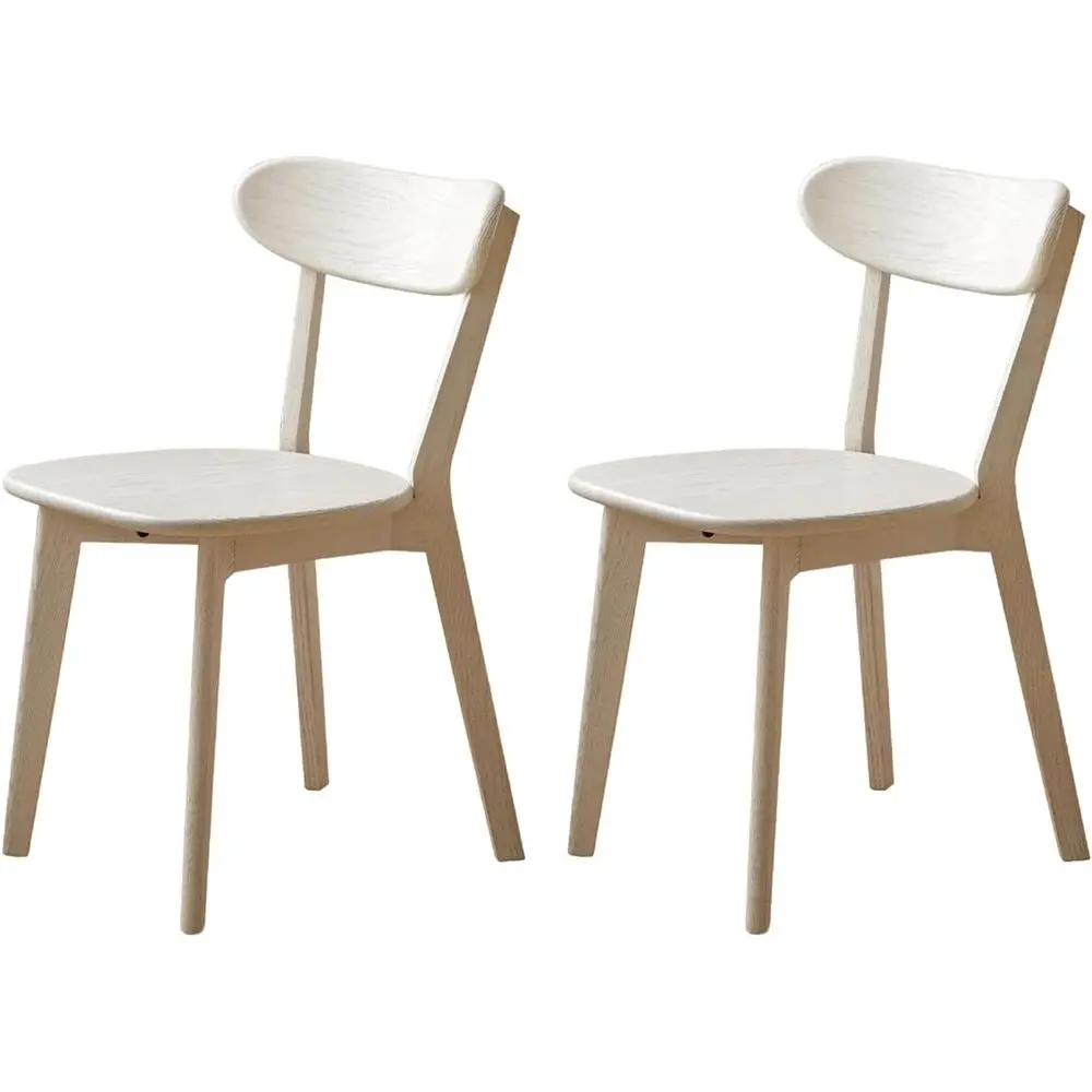 

White Wood Dining Chairs, FAS Grade Oak, Sturdy Sword-Leg Design, White Finish, Dining Room, Restaurant, Cafe, Modern Home Kitch