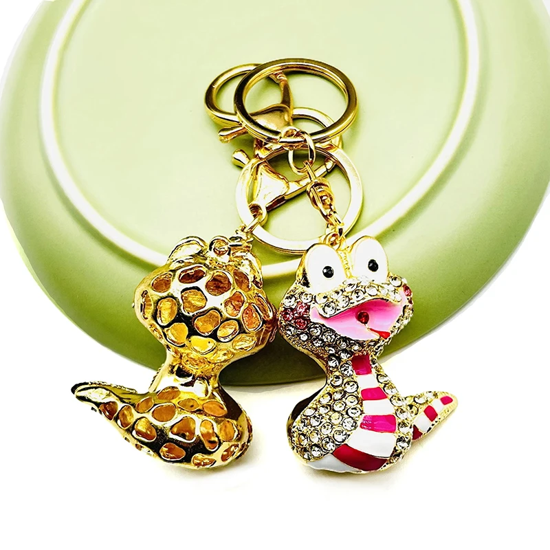 Cartoon Diamond Studded Drip Oil Zodiac Snake Alloy Keychain Creative Cute Animal Bags Pendants Accessories Creative Gifts