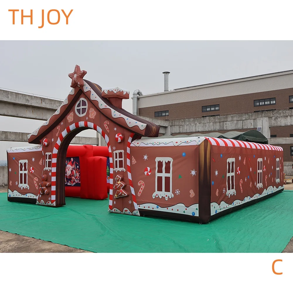 fast air ship to door, 8x8m custom Christmas inflatable maze gingerbread inflatable Christmas house with 8 carnival games combos