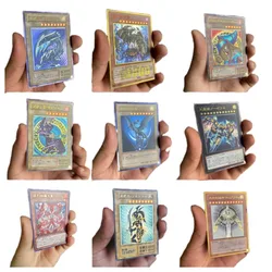 Yu Gi Oh Blue-Eyes White Dragon Egyptian God Black Magician Girl DIY Metal Flash Card Anime Classics Game Collection Cards Toy