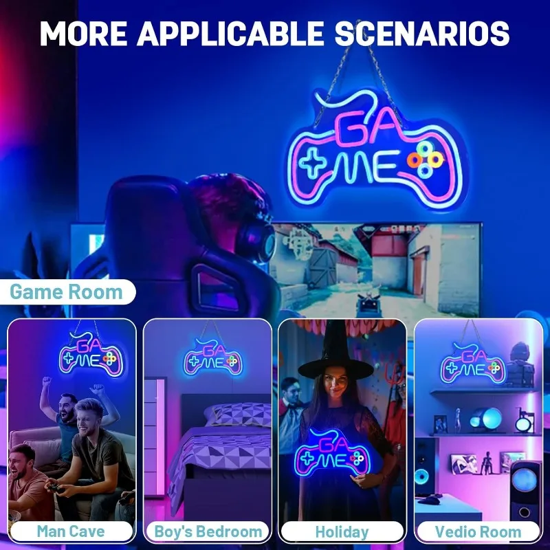 Gamer Neon Wall Decor เกมคอนโทรลเลอร์ป้ายนีออนสําหรับ Game Boy Room Decor USB Powered Dimmable Gamepad รูปร่าง LED ห้องนอนวัยรุ่นของขวัญ