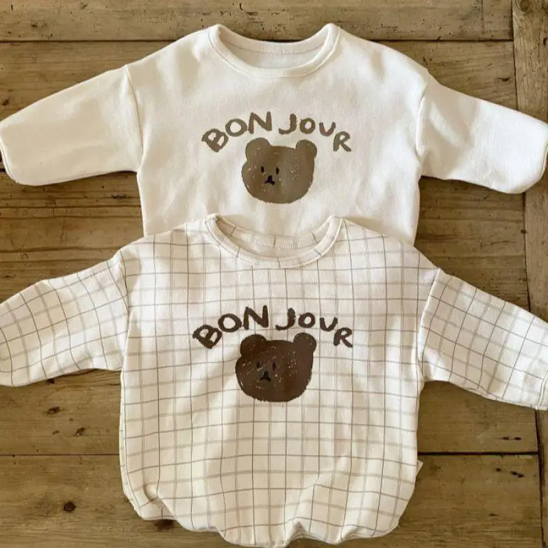 2024 Herfst Nieuwe Baby Lange Mouw T-Shirts Jongens Meisjes Cartoon Print Casual Pullover Baby Geruite Veelzijdige Onderkant Shirt Tops