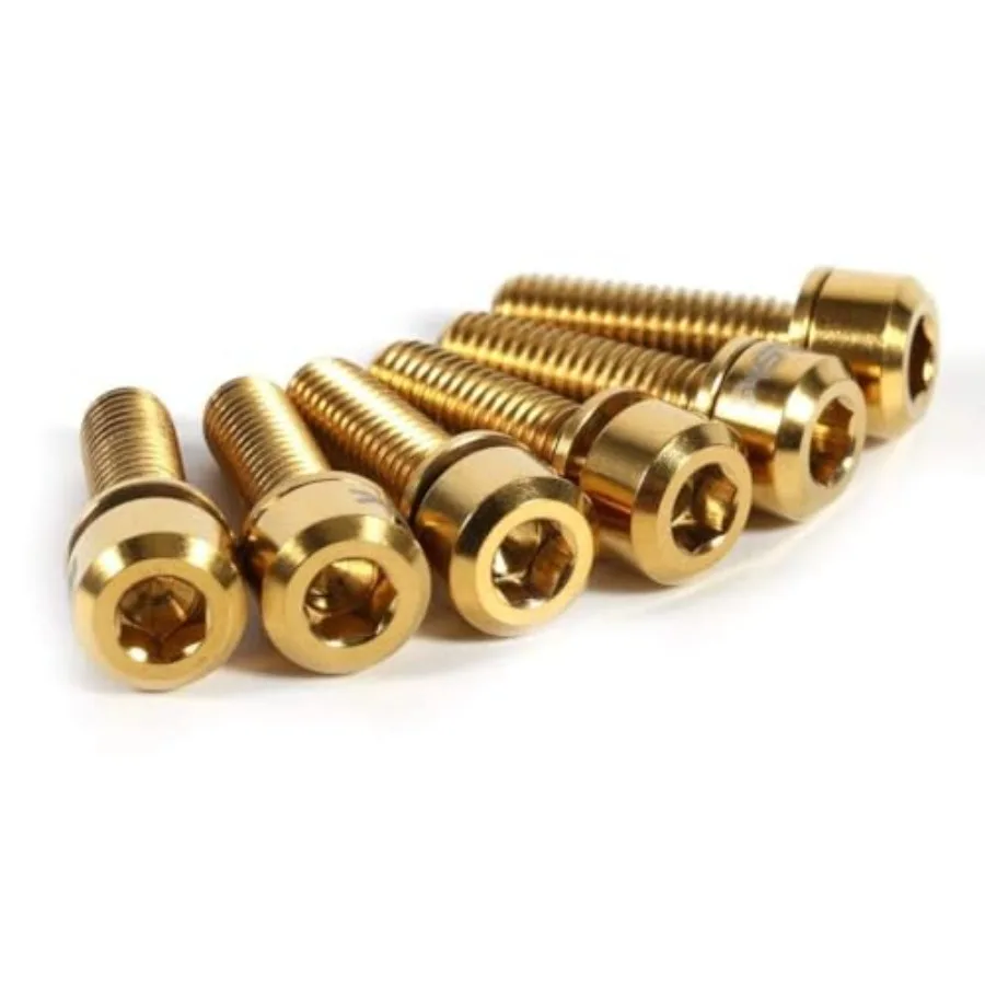 

Titanium Stem Bolt M5 x 18mm Bike Screw Washer Replacement for Bicycle Stem Parts Pack of 6 Golden