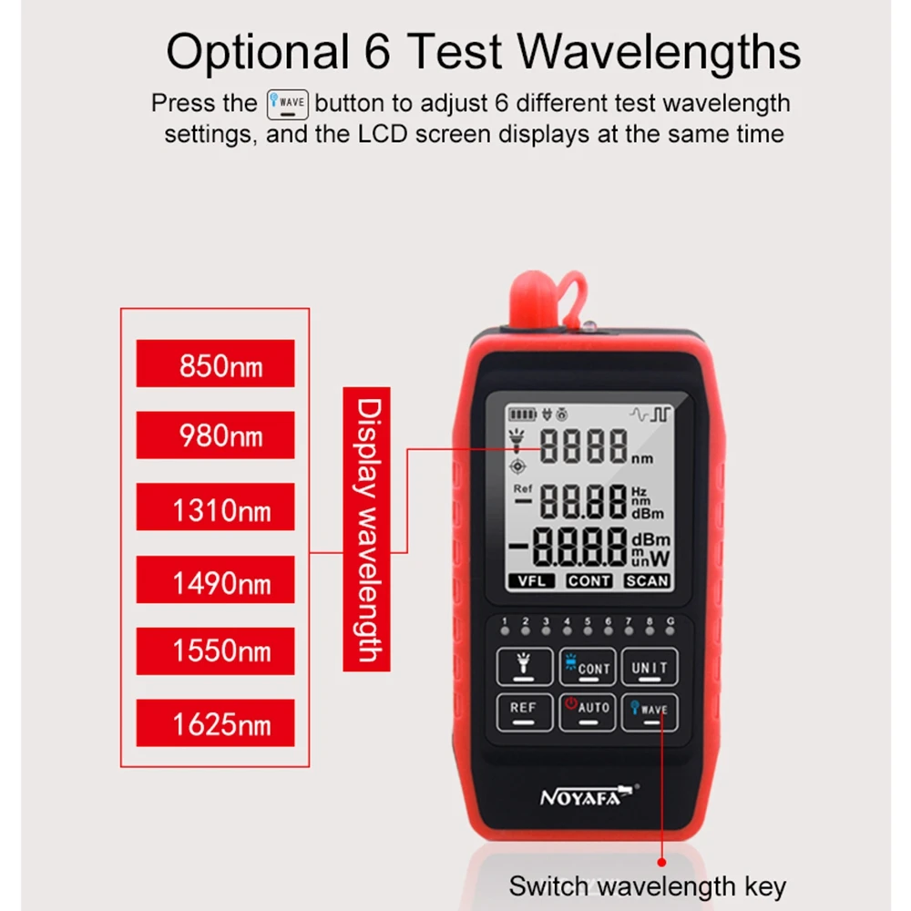 NOYAFA NF-908 Optical Power Meter Multi-Function Fiber Tester Visual Fault Locator Network Cable Test Optical Fiber Tester
