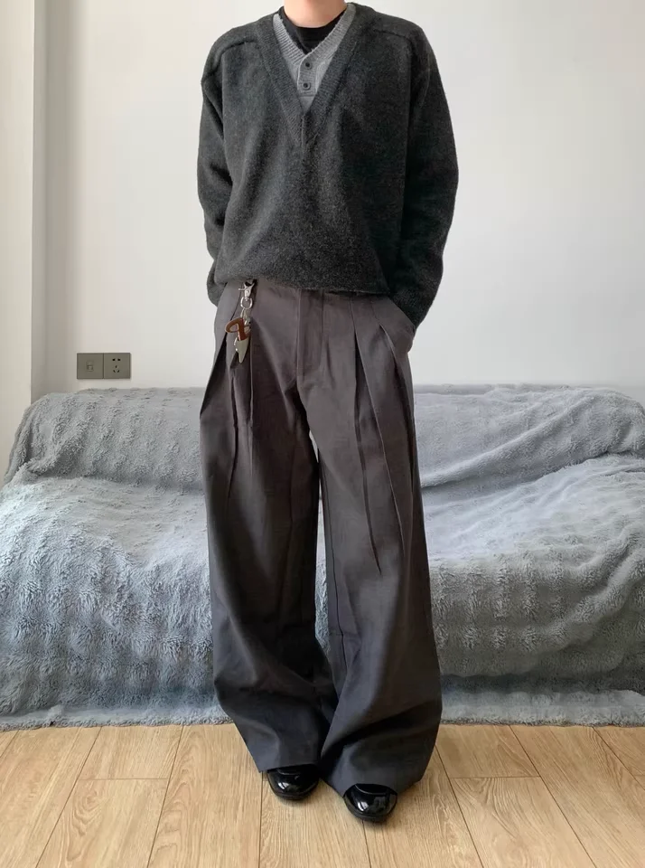 

Осенне-зимний вязаный свитер с V-образным вырезом для мужчин и женщин, однотонный, в стиле оверсайз, для пар, модный, с имитацией двухслойности и дизайном в стиле пэчворк