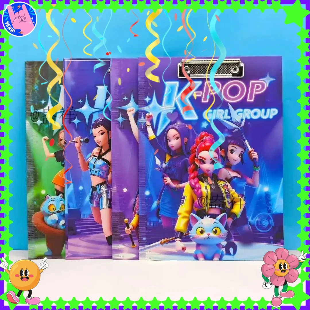 Kpop Demon Hunters Рождественский буфер обмена формата А4, милая доска для письма в стиле аниме, экзаменный блокнот, кавайные школьные принадлежности, держатель для файлов для студентов