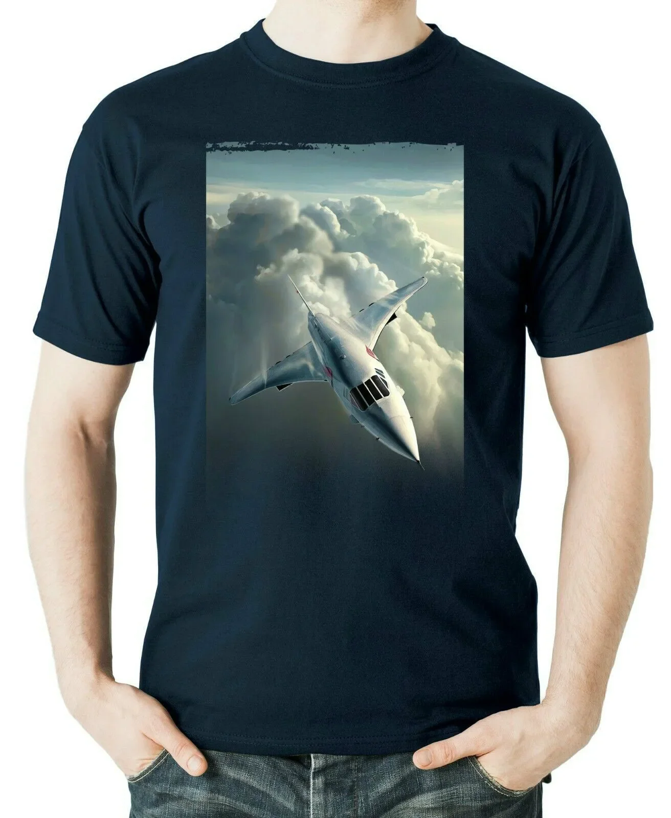 Concorde Supersonic Airliner Illustration Aviation T-Shirt 100% Cotton O-Neck Summer Short Sleeve Casual Mens T-shirt Size S-3XL