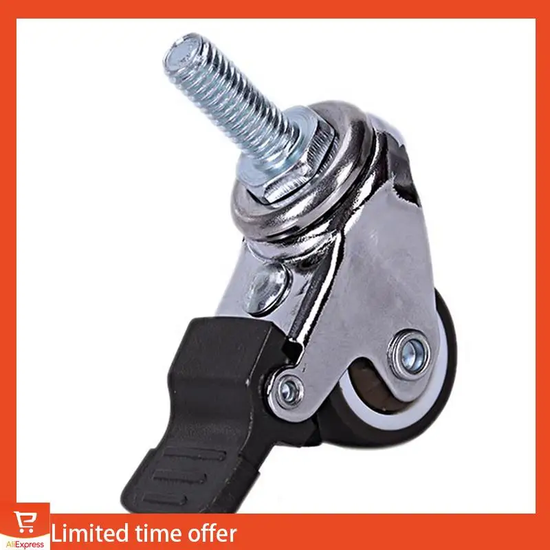 Fresh 12Pcs Mini Small Casters 1 Inch M8x15mm Tpe Silent Wheels With Brake Universal Casters Wheel