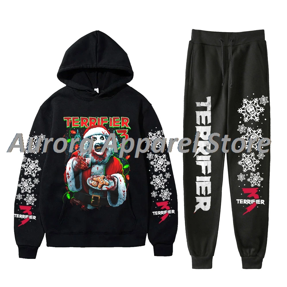 Terrifier 3 Milk and Carnage Hoodies Jogger Pants Set Women Men Fashion Streetwear Sweatshirts