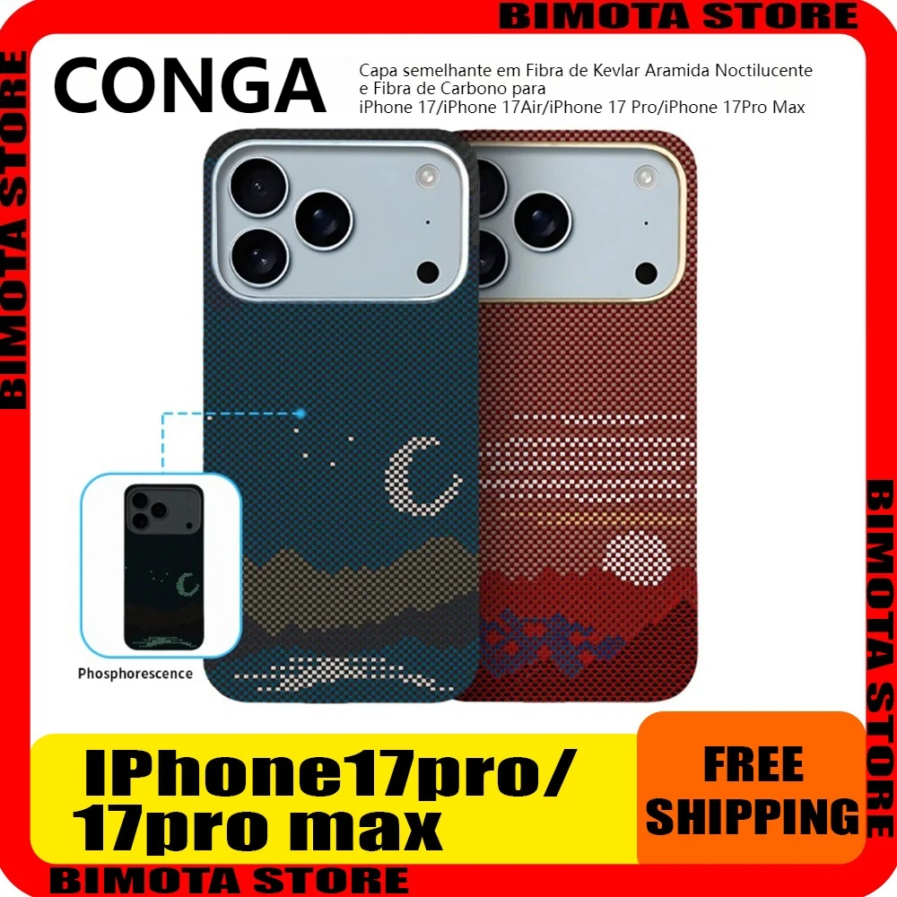 

Conga for IPhone 17 Pro/ProMax Kevlar Aramid Carbon Fiber Anti Drop Protective Case Magnetic Suction Ultra-thin Phone Case Gifts