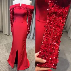 Customized  Jiayigong High Quality  Mesprit Simple Off-the-shoulder Mermaid  es Hugging Paillette S Anke Length Custom