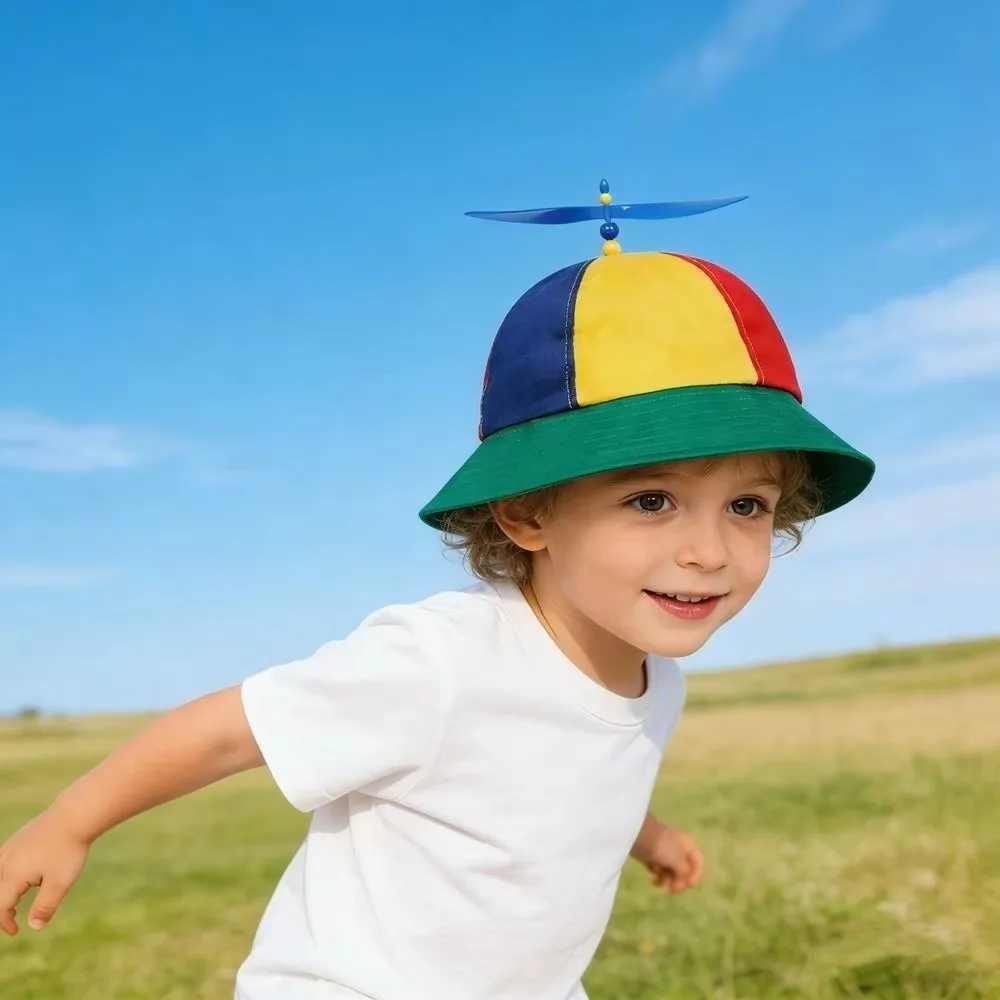 Regenbogen-Windmühlen-Propeller-Eimerhut, Sonnenschutz, bequem, atmungsaktiv, Bambus-Libellenkappe, Sonnenhut mit breiter Krempe, Unisex – Detail 8